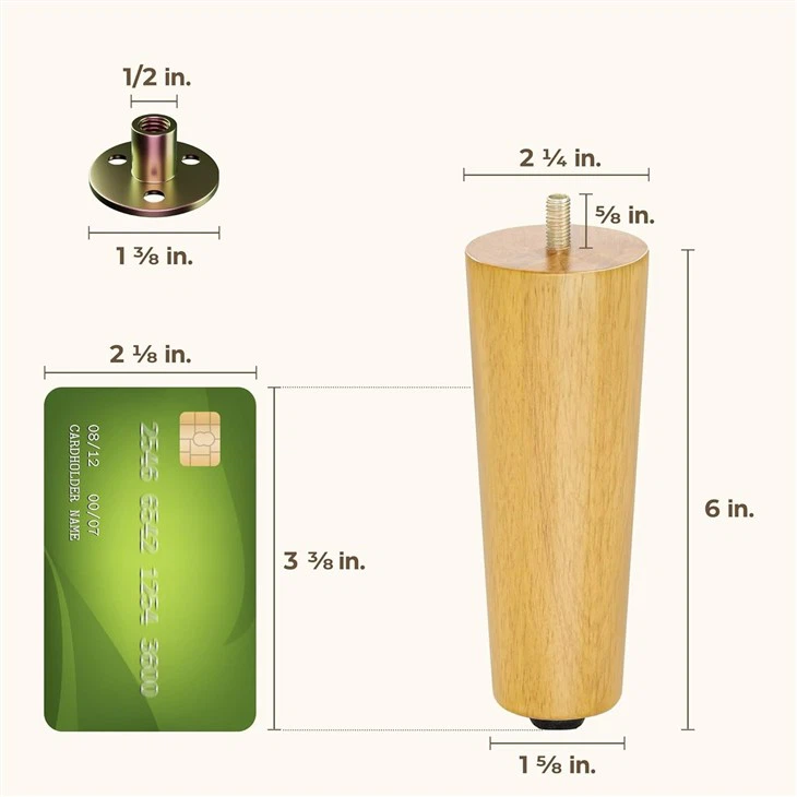 Custom Round Square Wooden Furniture Legs